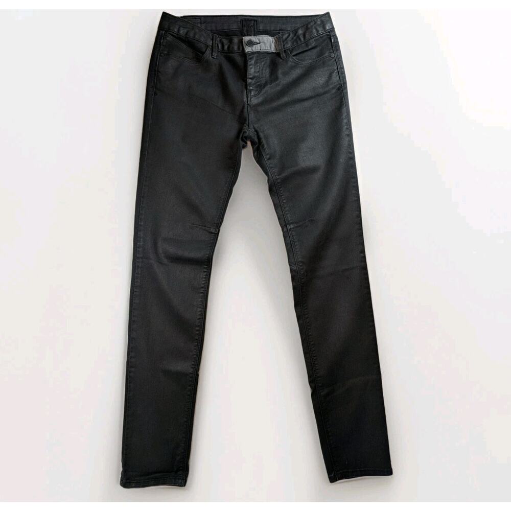 Women’s RTA Black Coated Skinny Jeans Stretch Size 26 Edgy Rock Chic Modern